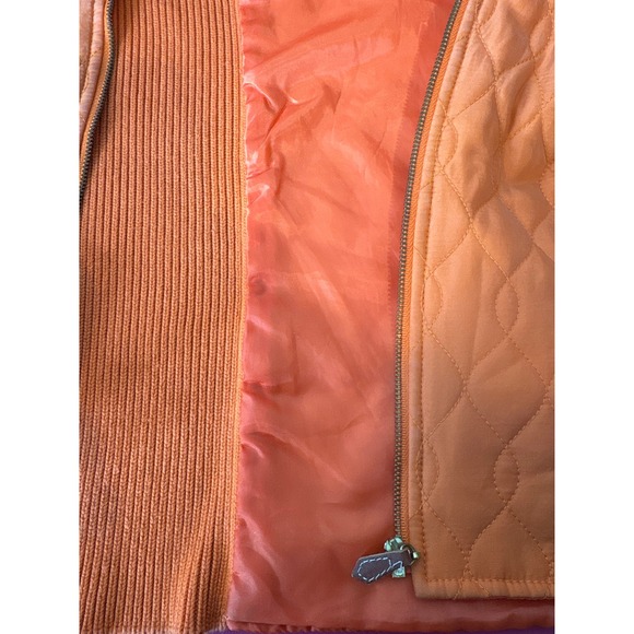 J.McLaughlin Womens Orange Quilted Silk Ribbed Knit Jacket Sz XS Old Money Chic - Picture 8 of 11